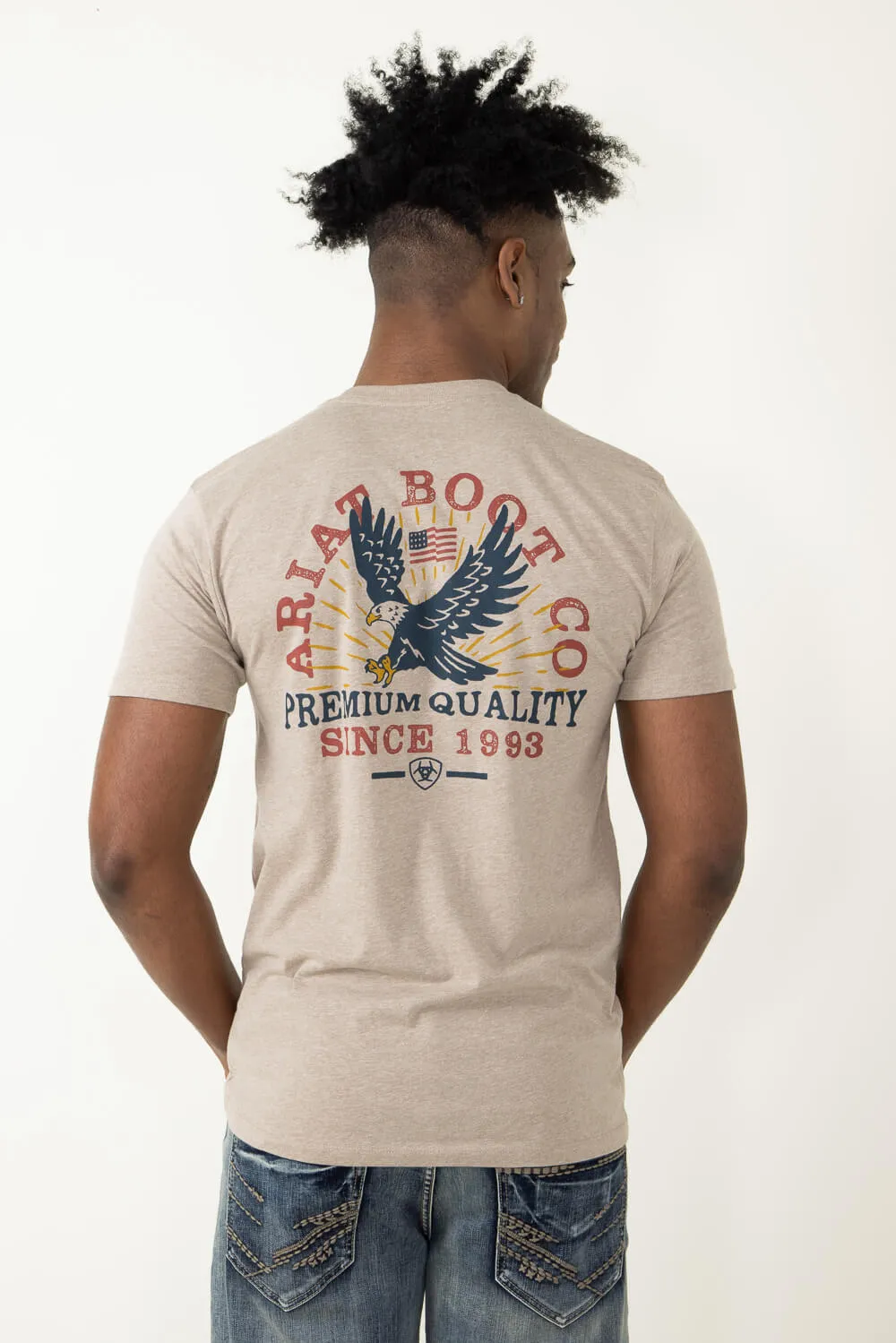 Ariat Flying Eagle T-Shirt for Men in Heather Oatmeal | 10051388-OATMEALHEATHER