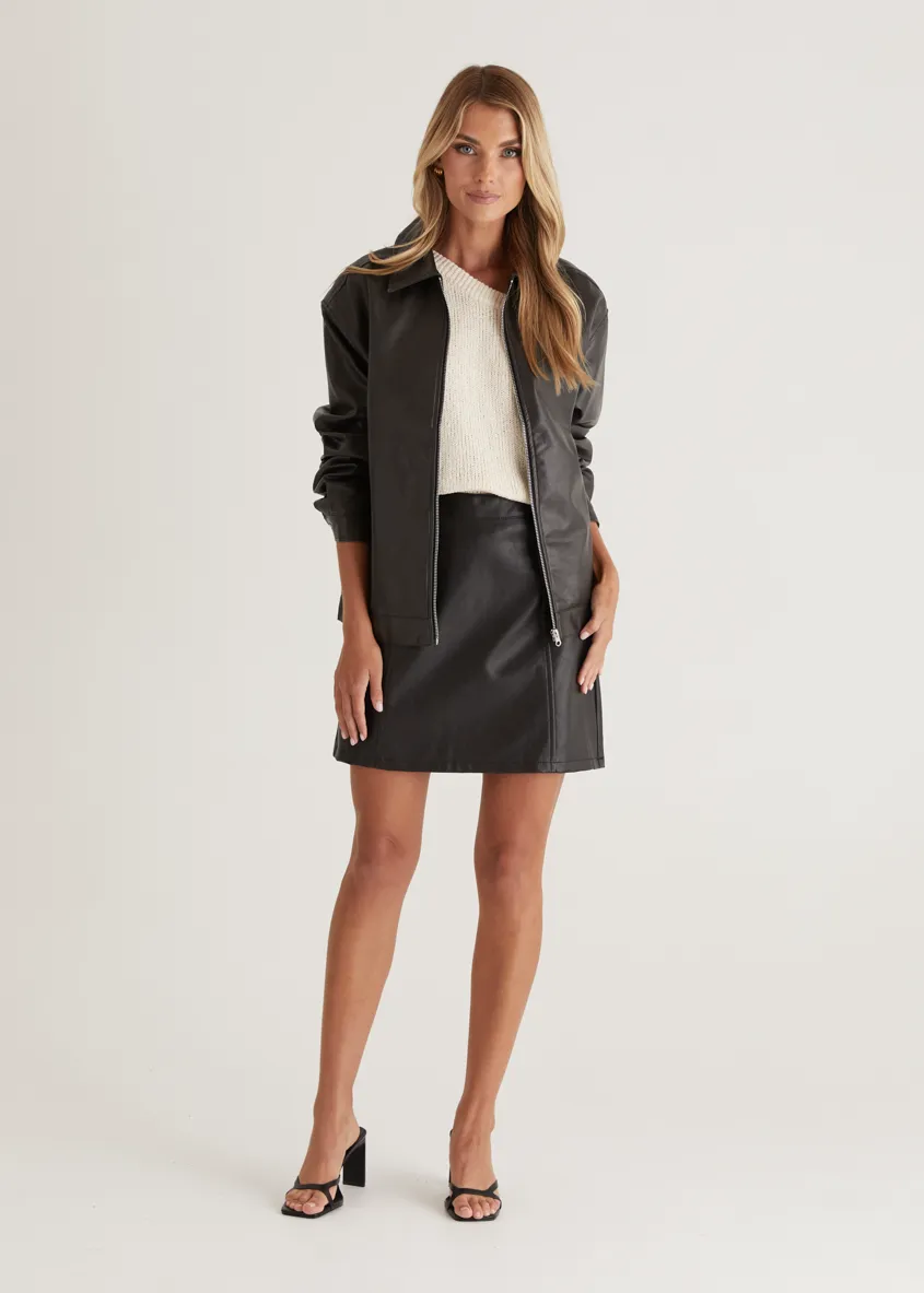 Arrabelle PU Jacket - Black