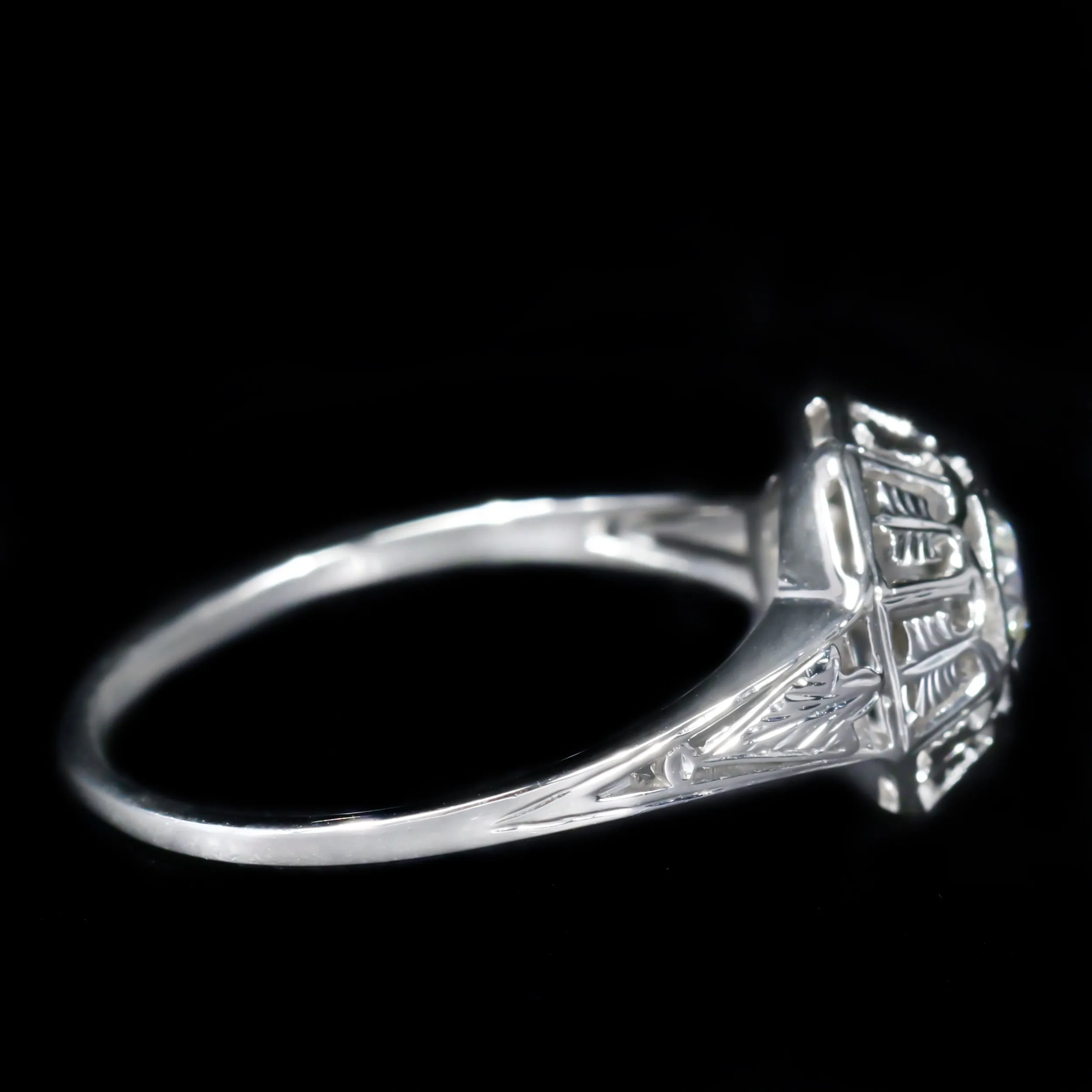 Art Deco 0.30 Carat Old European Cut Diamond Engagement Ring