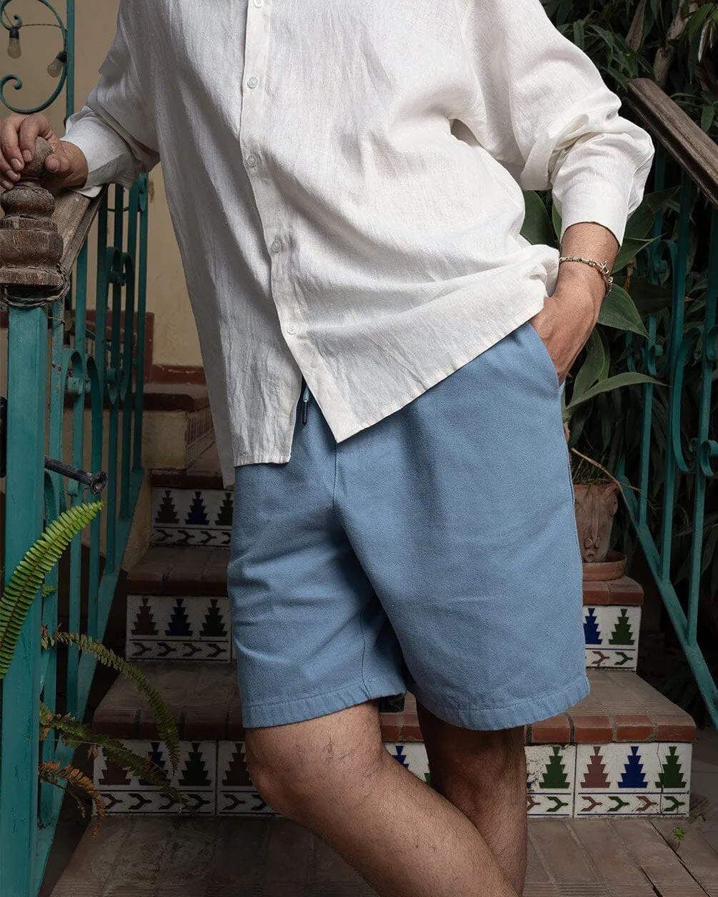Baby Blue Gabardine Shorts
