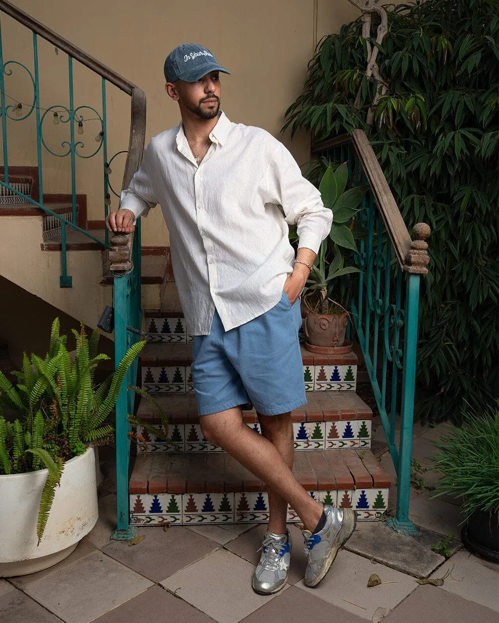 Baby Blue Gabardine Shorts