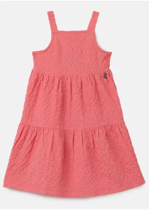Baby Girl Solid Red Crinkle Casual Dress