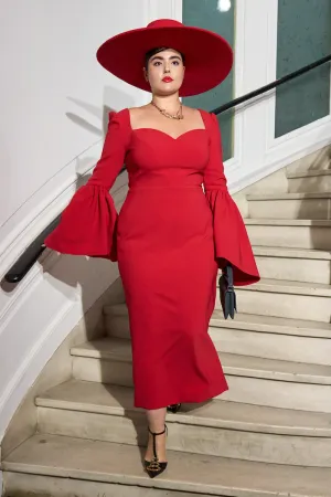 Bell Sleeve Sweetheart Dress