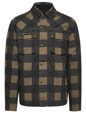 BELSTAFF MANSION MOTORCYCLE OVERSHIRT - TARTAN OLIVE GREEN / BLACK