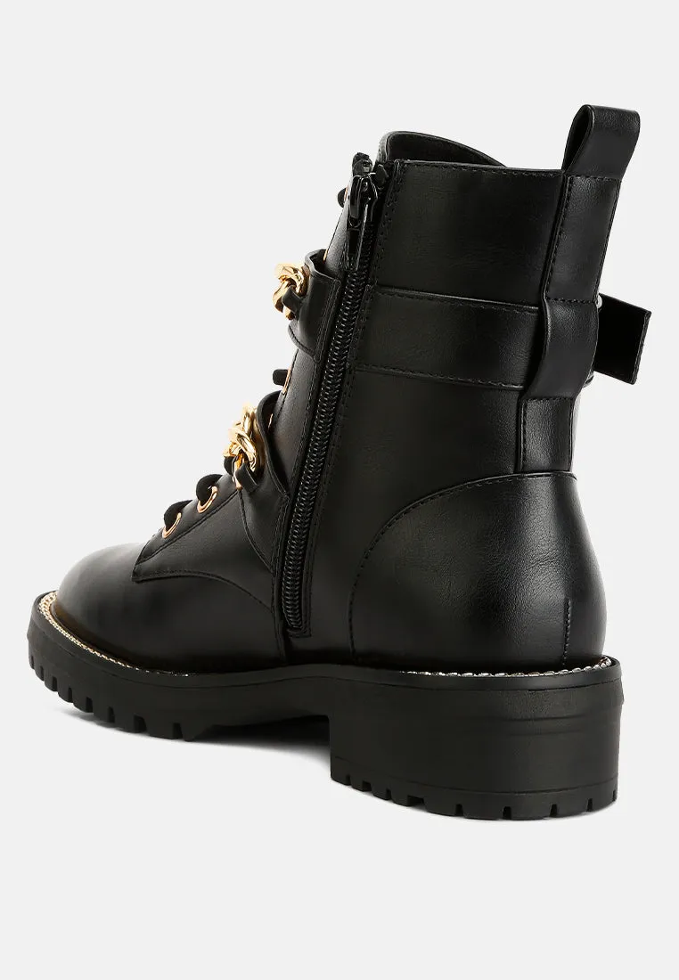 Billy Metal Chain Embellished Biker Boots By Ruw