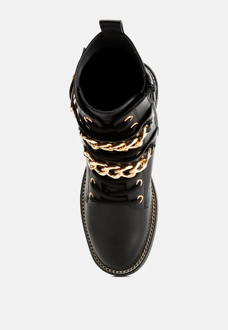 Billy Metal Chain Embellished Biker Boots By Ruw