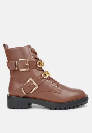 Billy Metal Chain Embellished Biker Boots By Ruw