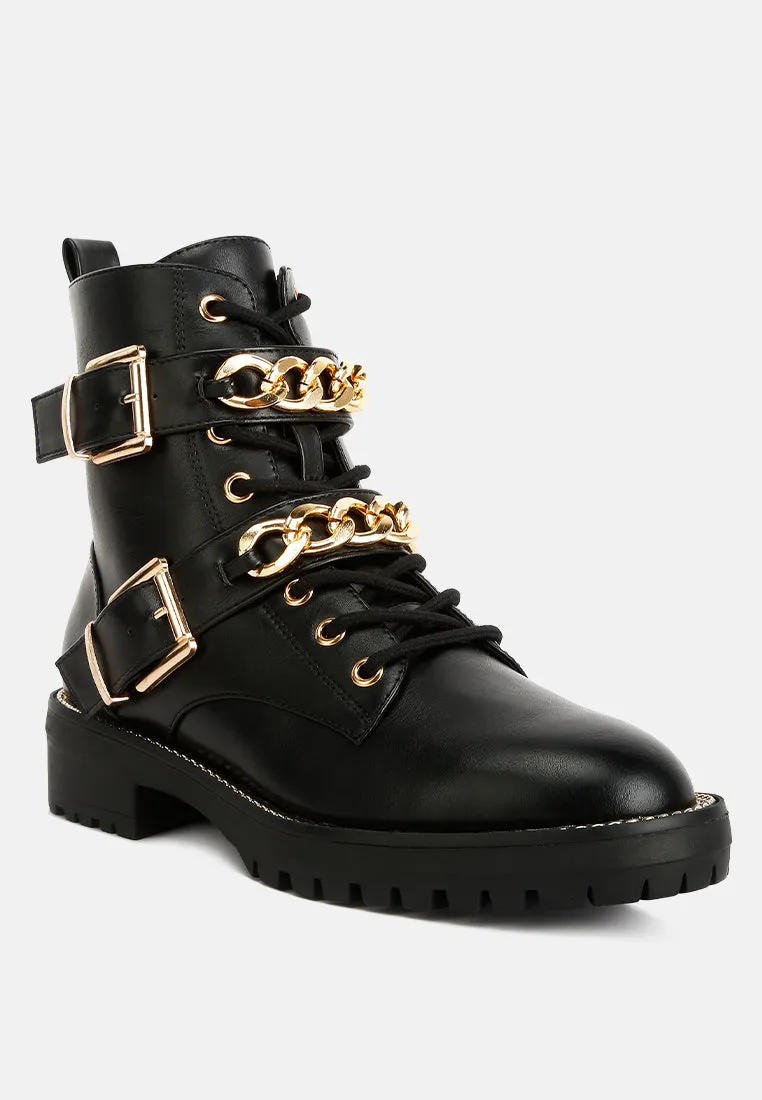 Billy Metal Chain Embellished Biker Boots By Ruw