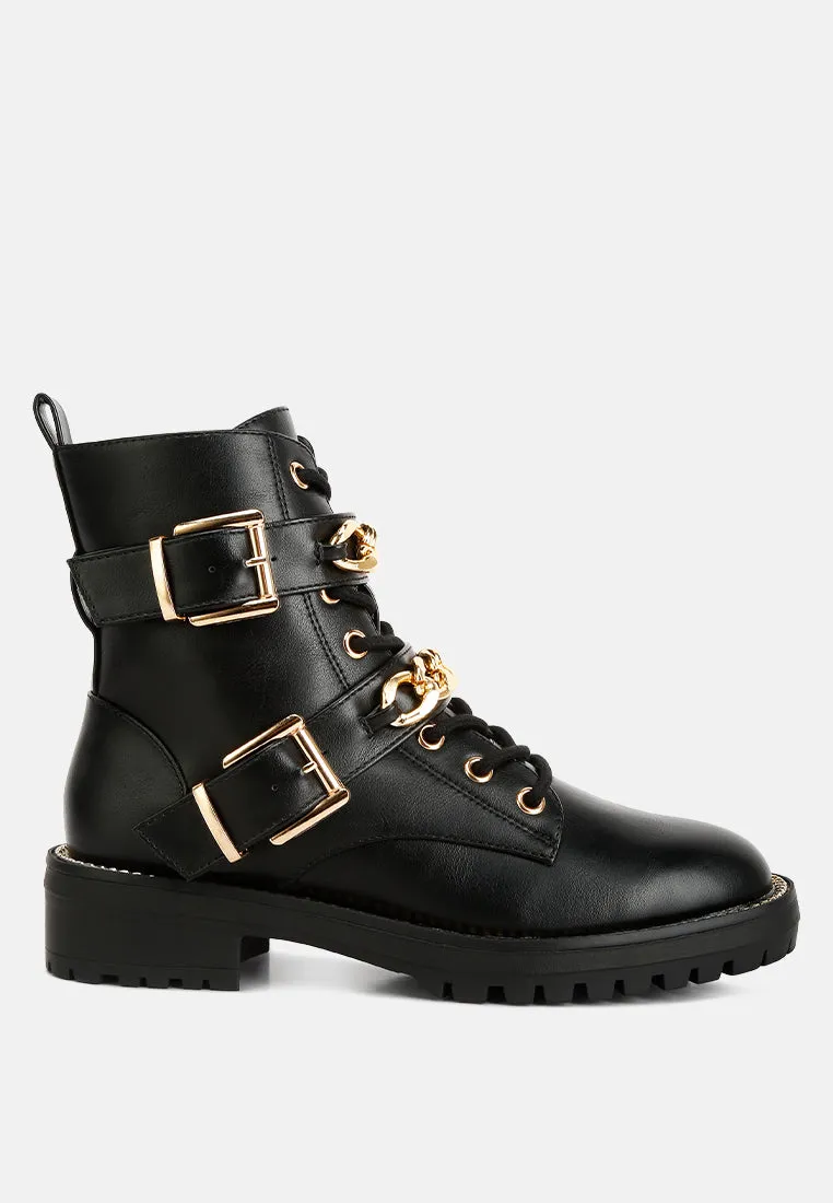 Billy Metal Chain Embellished Biker Boots By Ruw