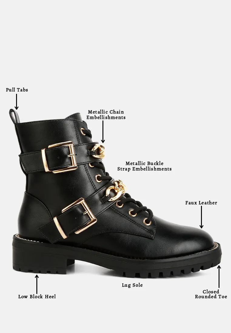 Billy Metal Chain Embellished Biker Boots By Ruw