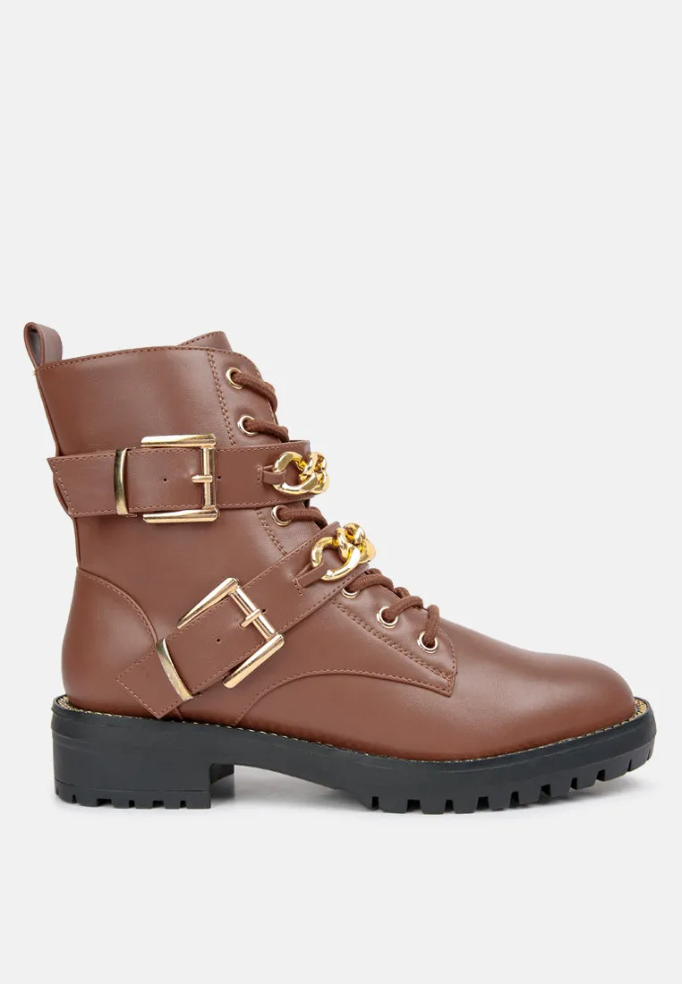 Billy Metal Chain Embellished Biker Boots By Ruw