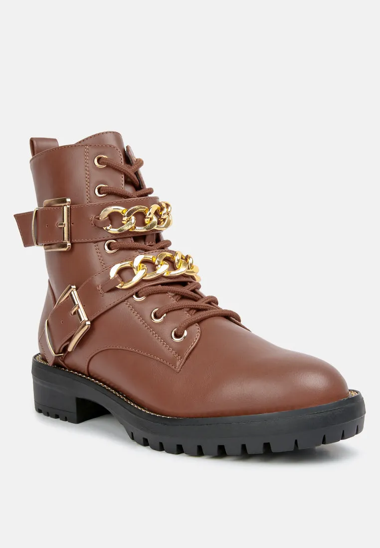 Billy Metal Chain Embellished Biker Boots By Ruw