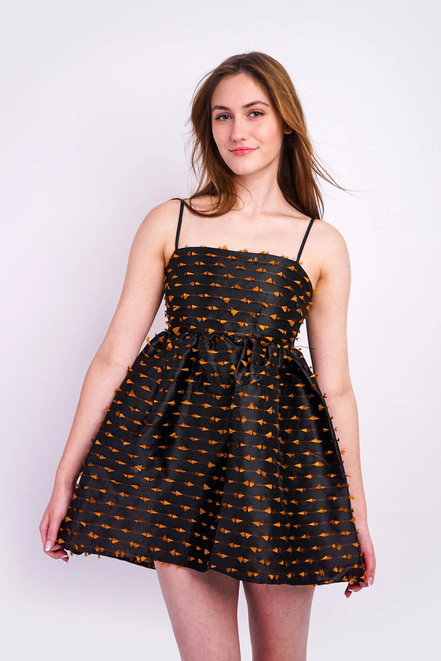 Black Brown Texture Baby Doll Dress