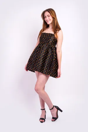 Black Brown Texture Baby Doll Dress