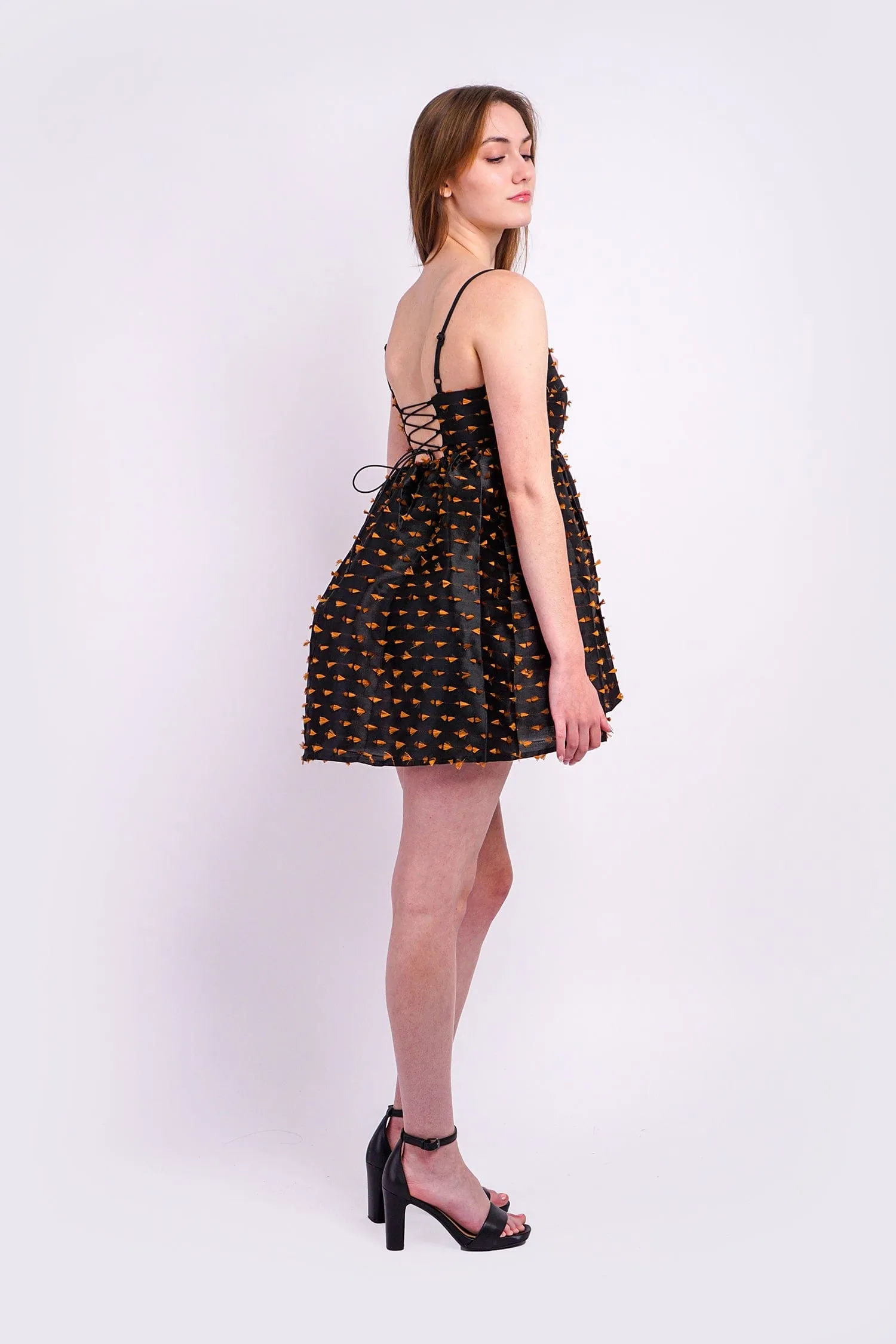 Black Brown Texture Baby Doll Dress