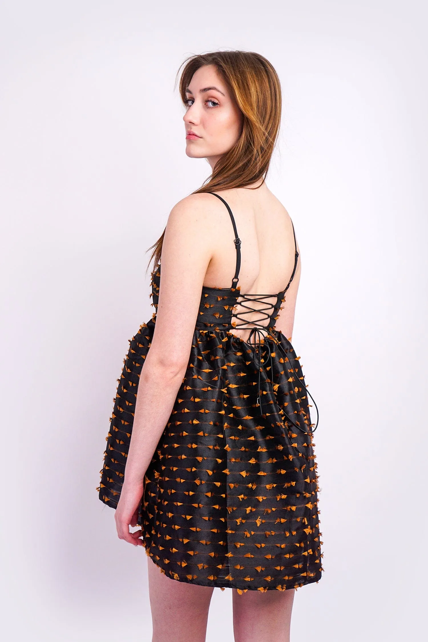 Black Brown Texture Baby Doll Dress