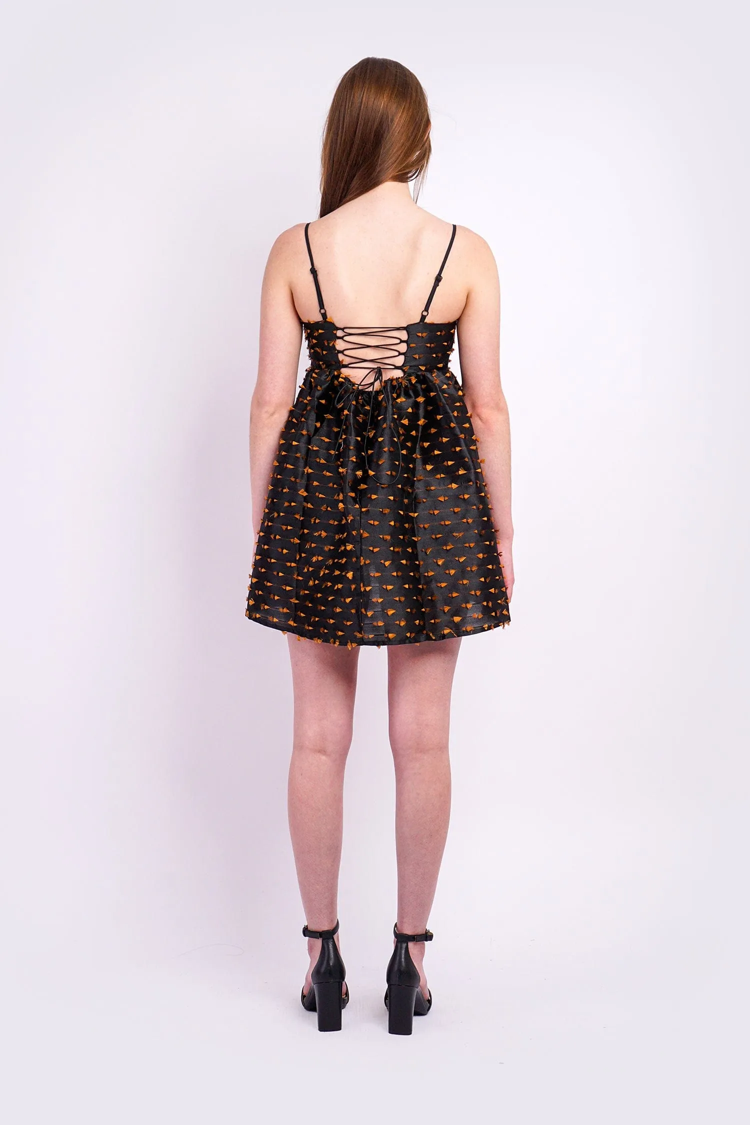 Black Brown Texture Baby Doll Dress