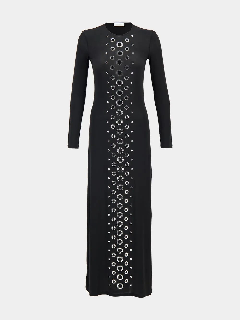 Black Dress with Metallic Eyelets