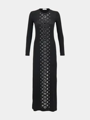 Black Dress with Metallic Eyelets