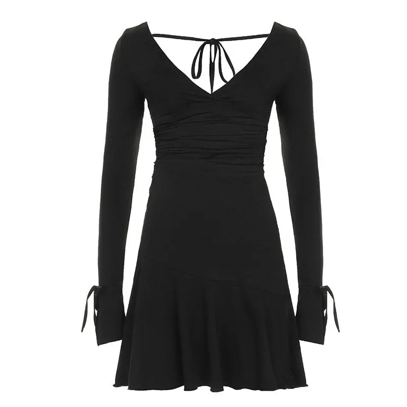 Black Lace-Up Dress