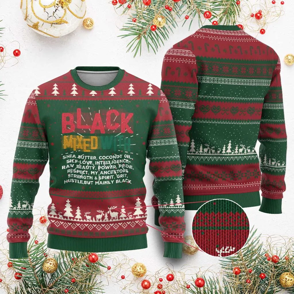 Black Pride Ugly Christmas Sweater Yes I'm Mixed With Black TS09