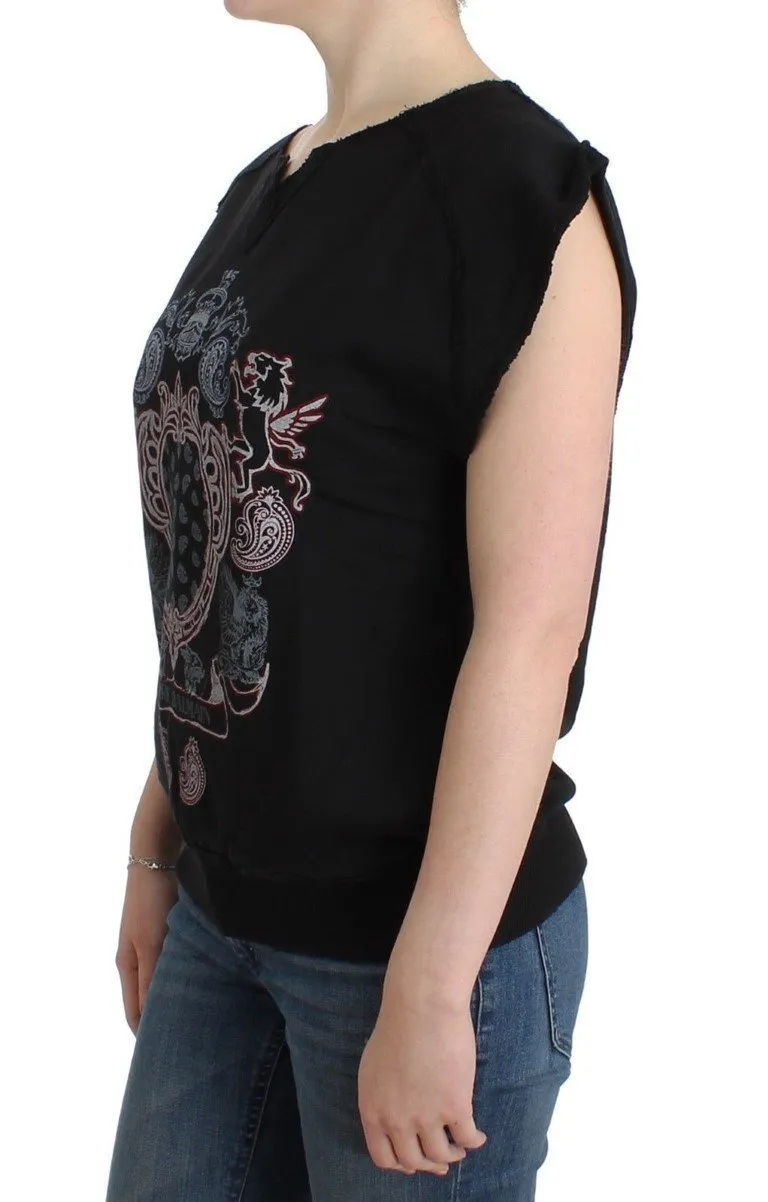 Black printed shortsleeved sweatshirt