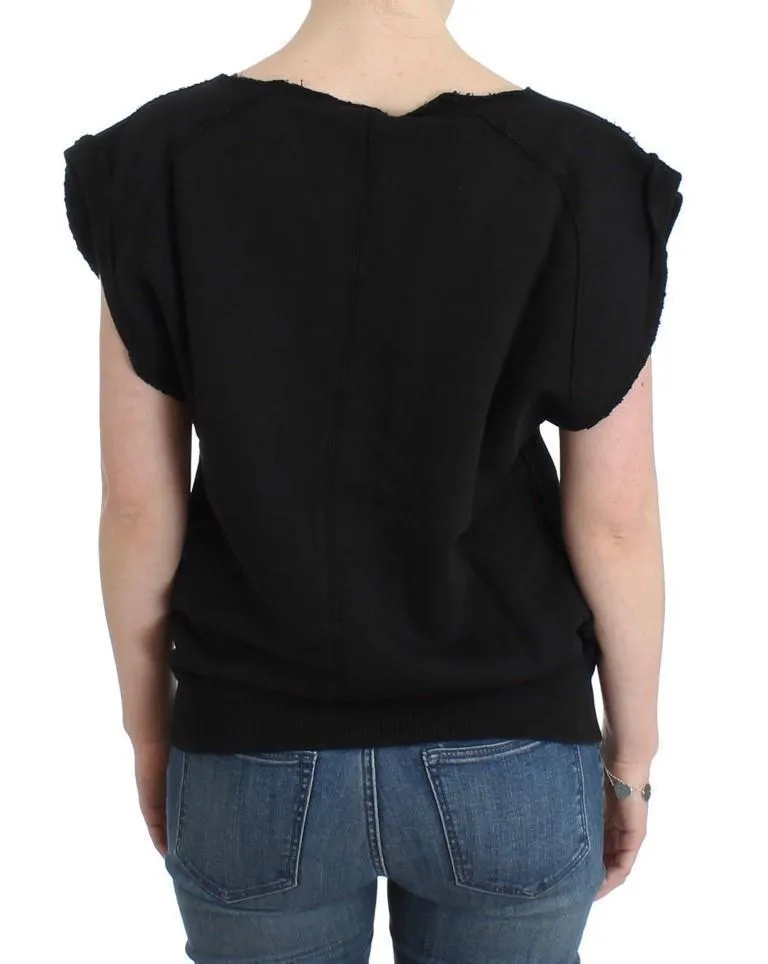 Black printed shortsleeved sweatshirt