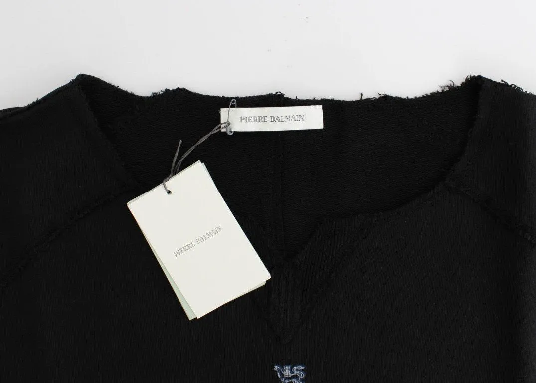 Black printed shortsleeved sweatshirt