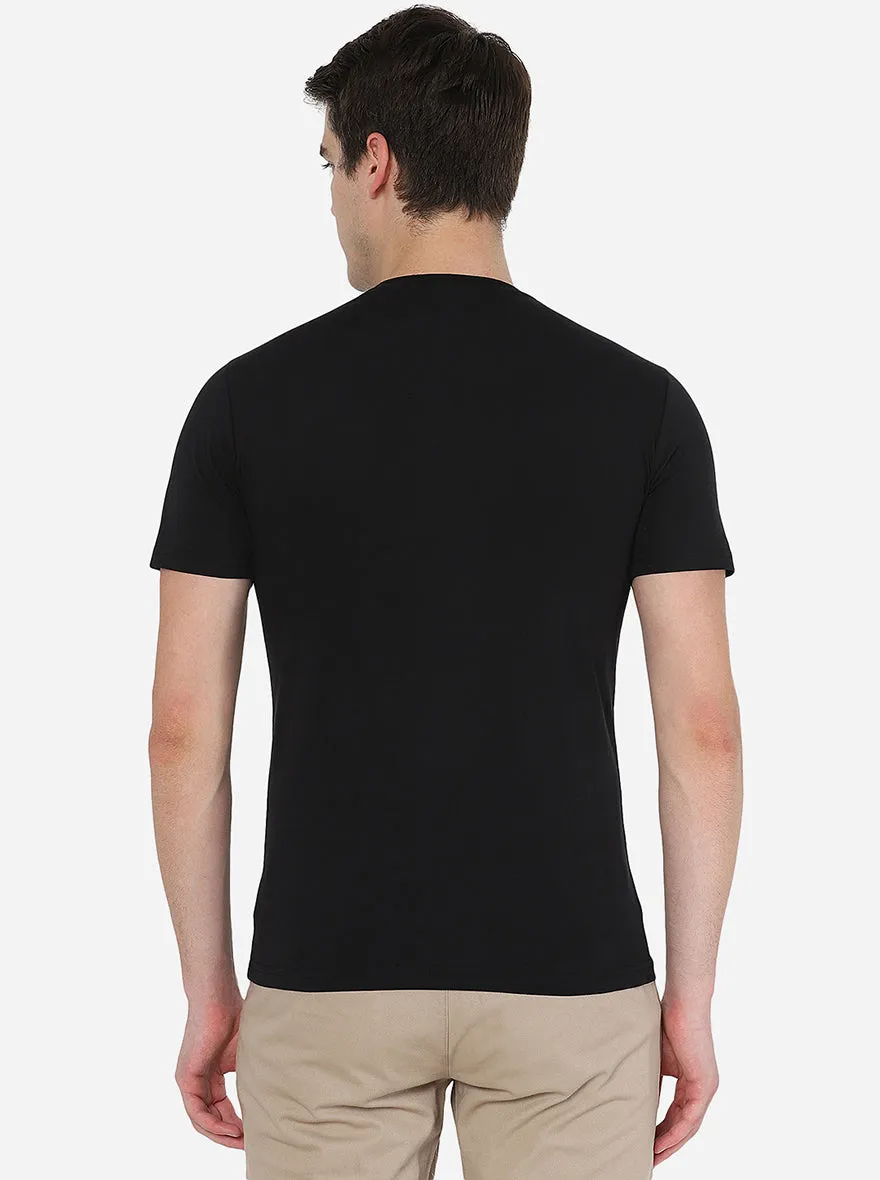 Black Printed Slim Fit T-Shirt | Greenfibre