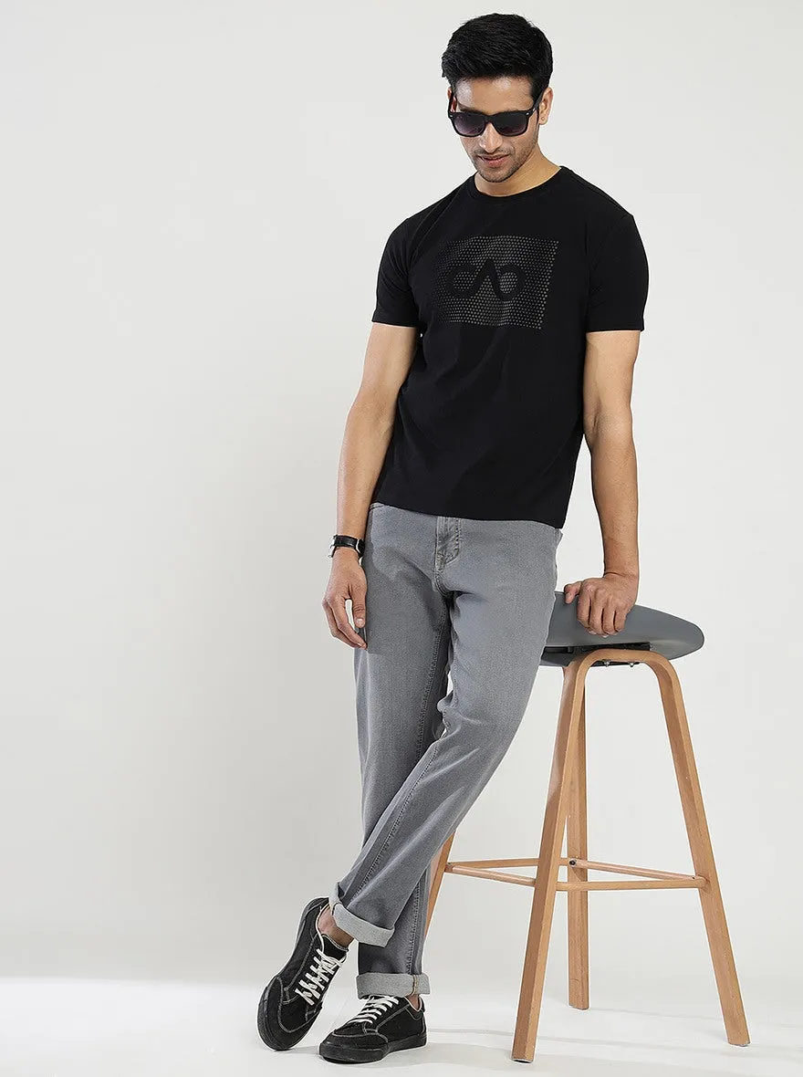 Black Printed Slim Fit T-Shirt | JadeBlue
