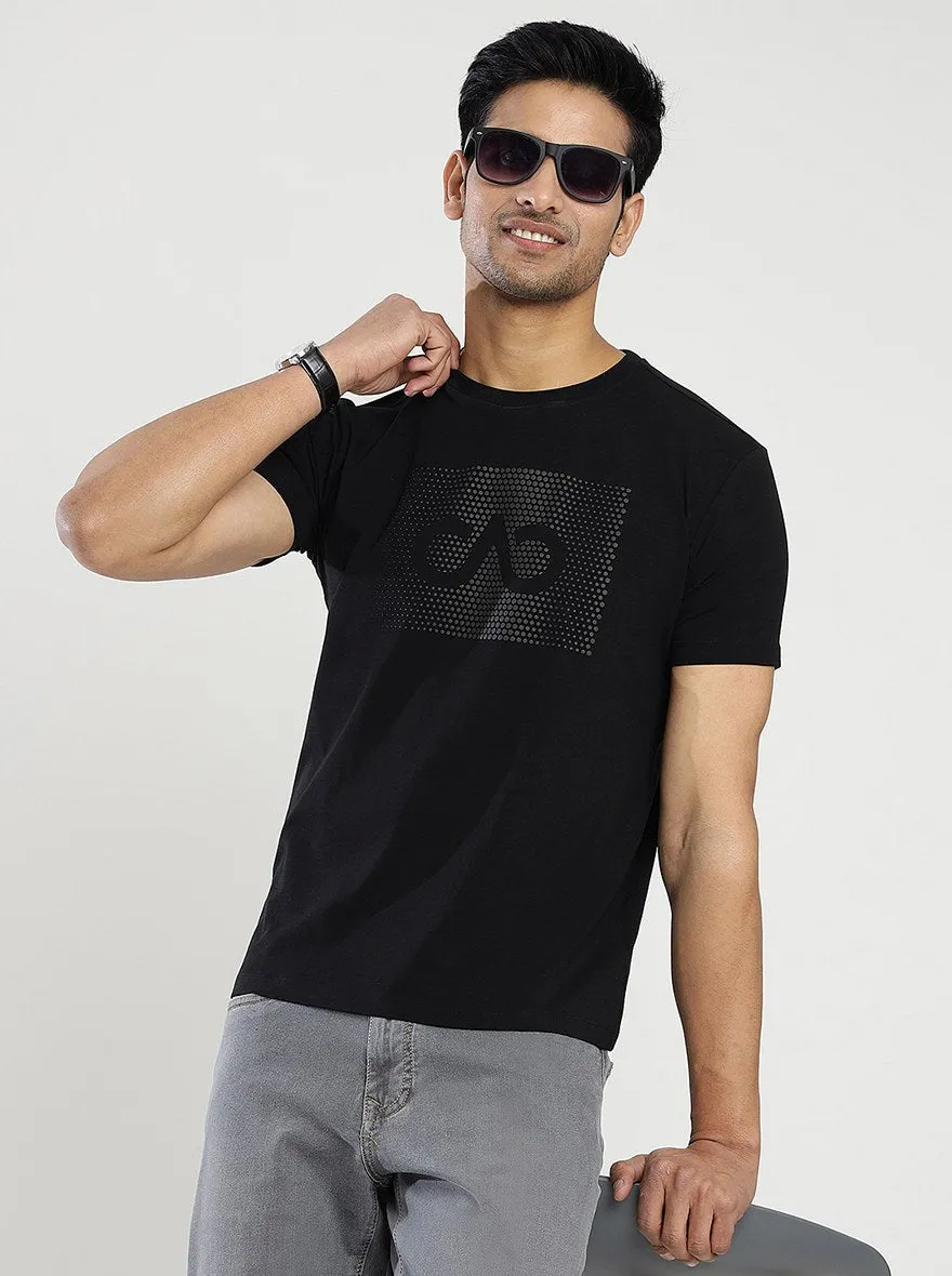 Black Printed Slim Fit T-Shirt | JadeBlue