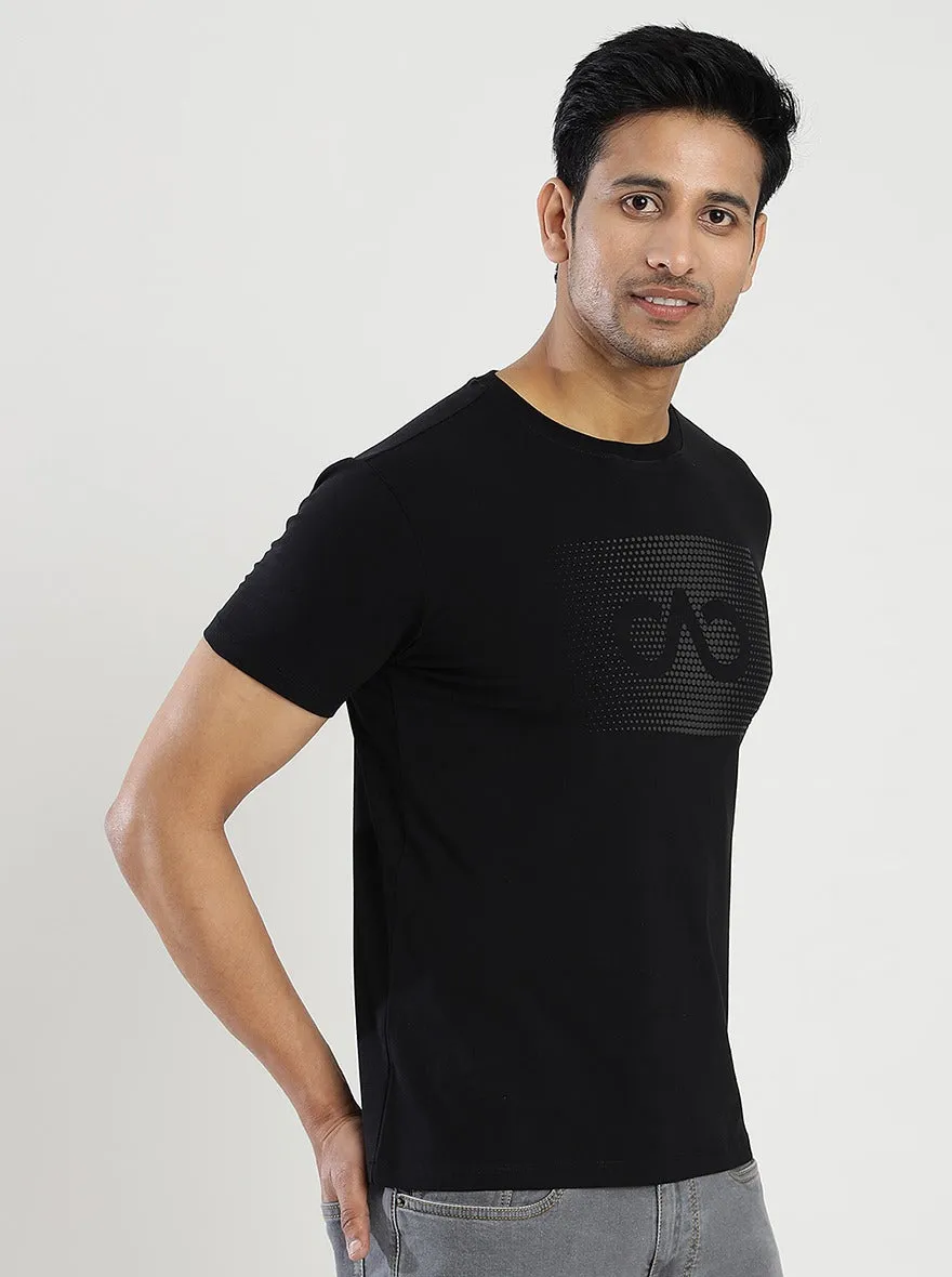 Black Printed Slim Fit T-Shirt | JadeBlue