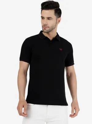 Black Solid Slim Fit Polo T-Shirt | Greenfibre