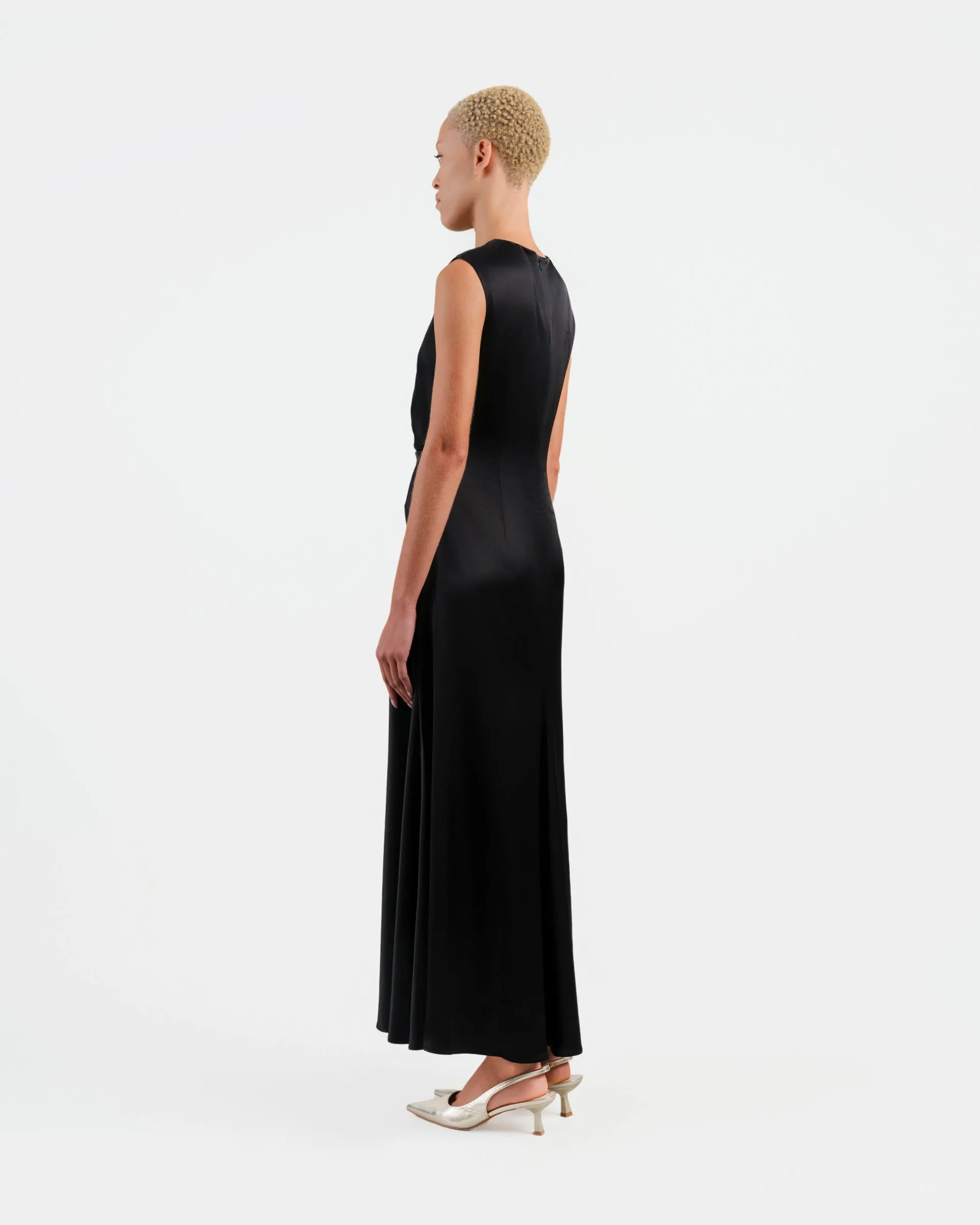 Black Textured Midi Dress