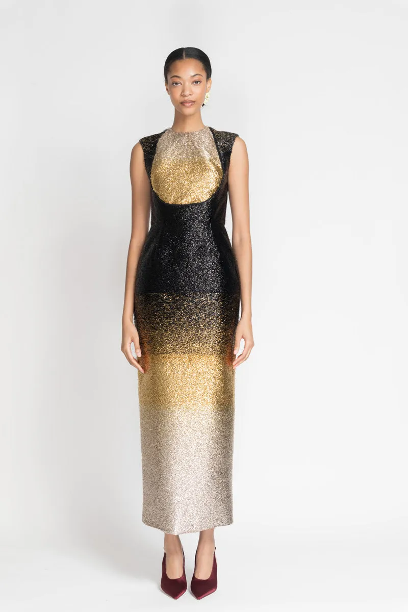 Black/Gold Ombré Lurex Dress