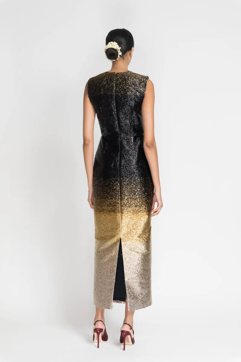 Black/Gold Ombré Lurex Dress