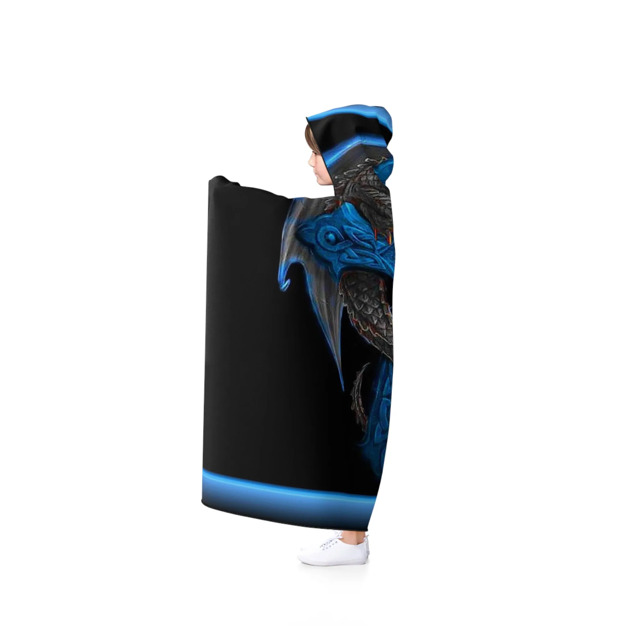 Blue Cross Dragon Hooded Blanket