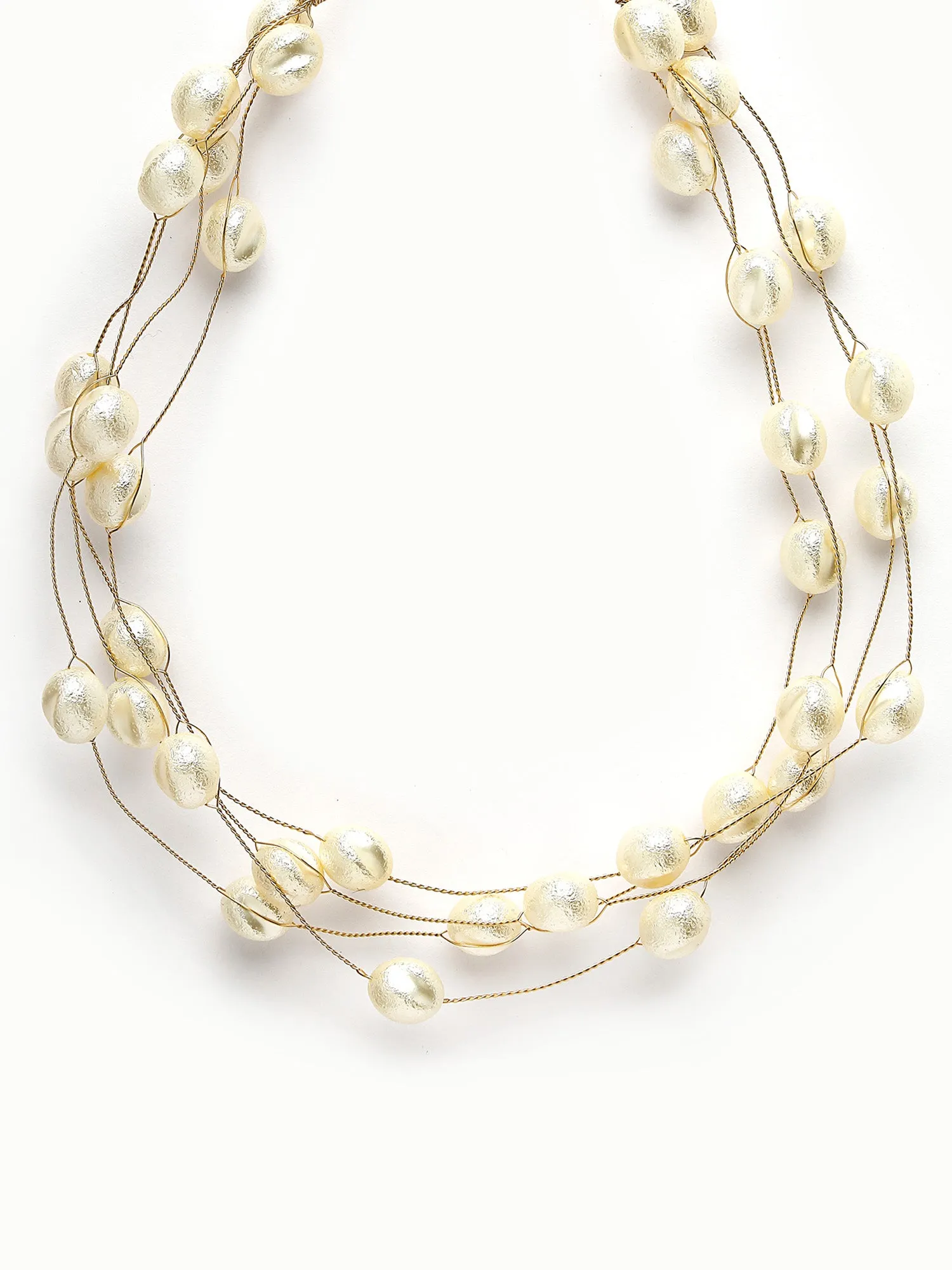 Bohey by KARATCART Gold Plated Multilayer Round Pearl Chain Necklace for Women