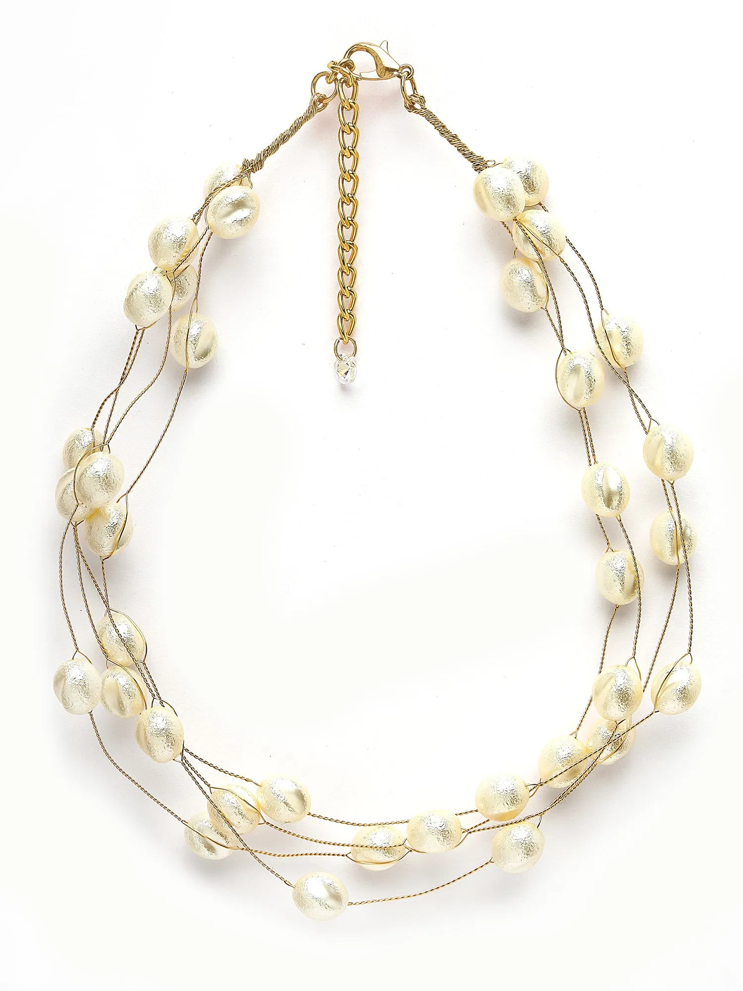 Bohey by KARATCART Gold Plated Multilayer Round Pearl Chain Necklace for Women