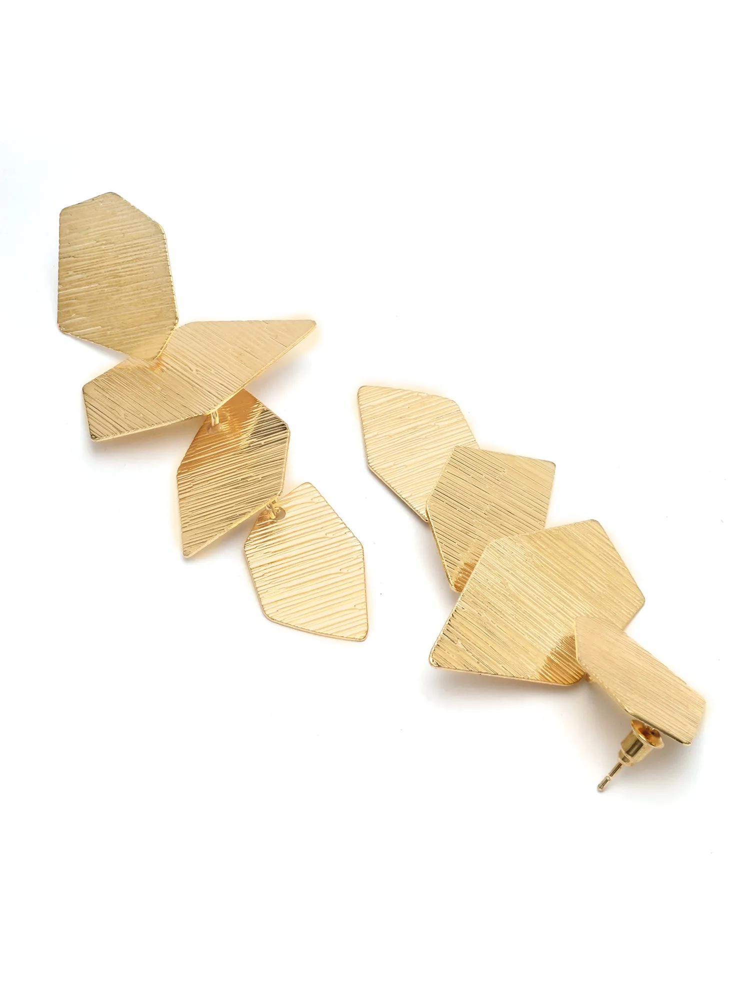 Bohey by KARATCART Gold Plated Textured Contemporary Dangler Earrings for Women