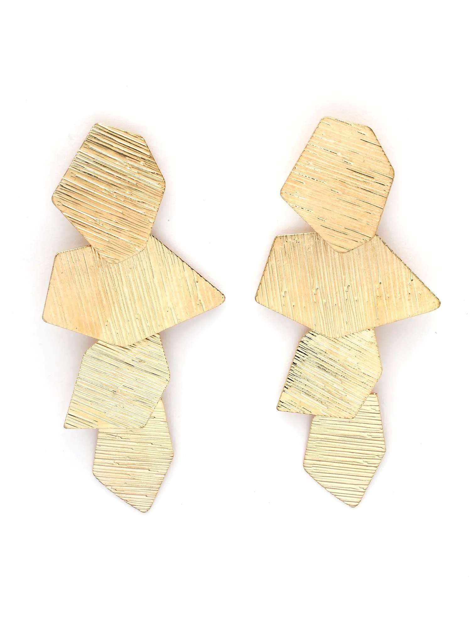 Bohey by KARATCART Gold Plated Textured Contemporary Dangler Earrings for Women