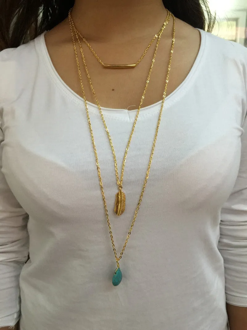 Boho Layered Turquoise Necklace