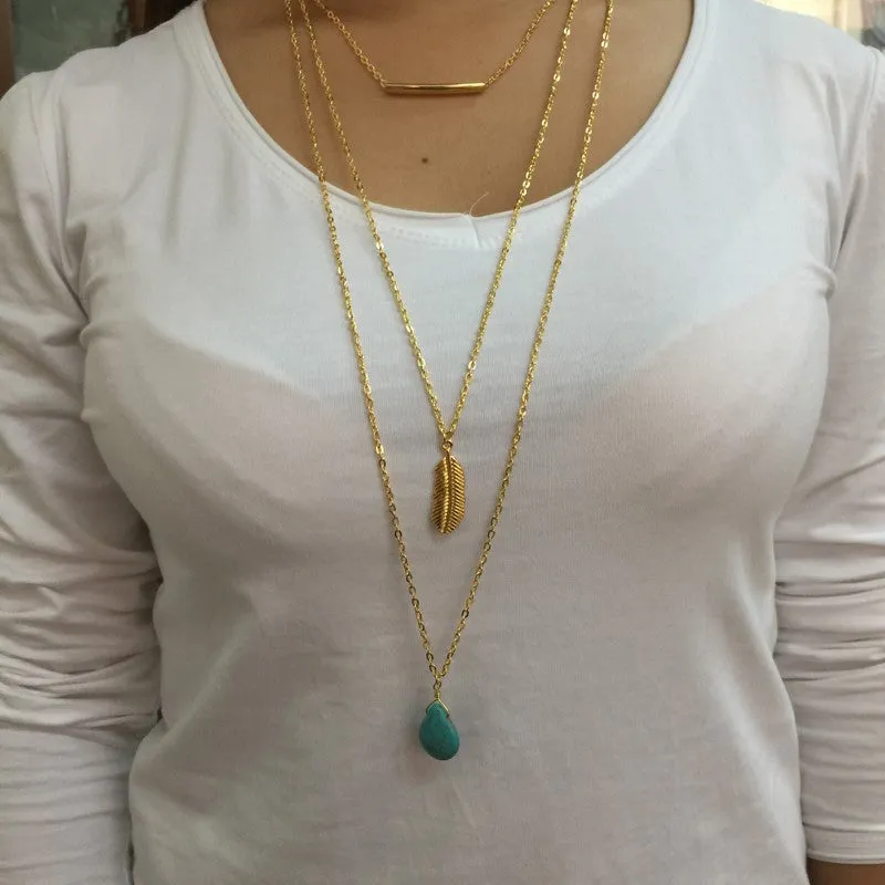 Boho Layered Turquoise Necklace