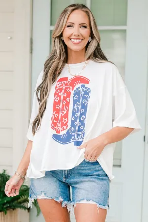 Boot Scootin Cowgirl Vintage Wash Tee, White