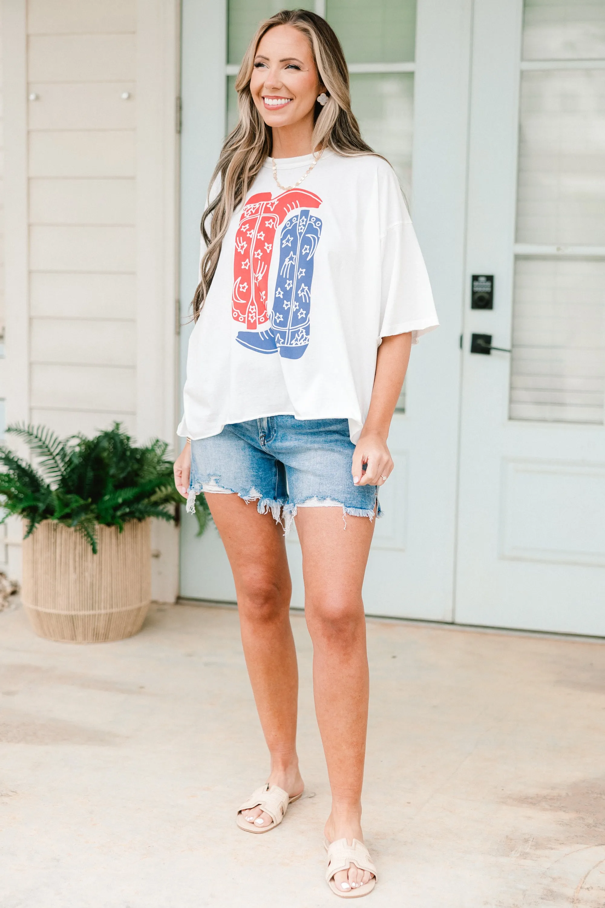 Boot Scootin Cowgirl Vintage Wash Tee, White