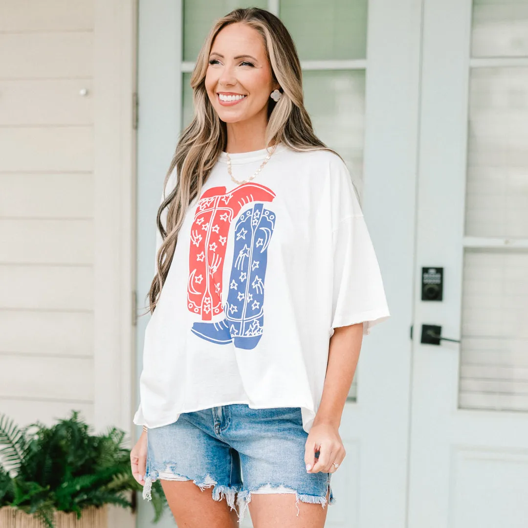 Boot Scootin Cowgirl Vintage Wash Tee, White