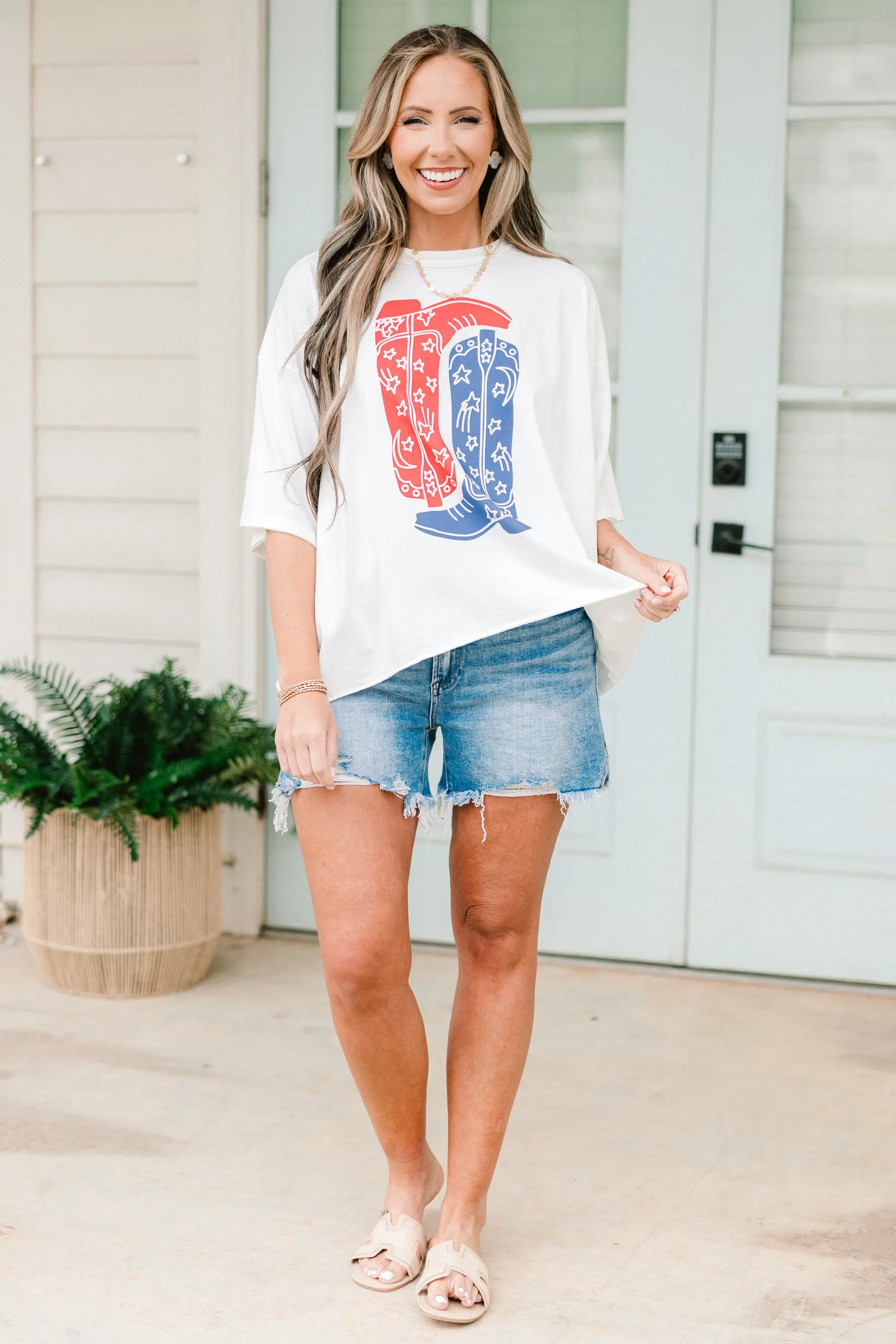 Boot Scootin Cowgirl Vintage Wash Tee, White