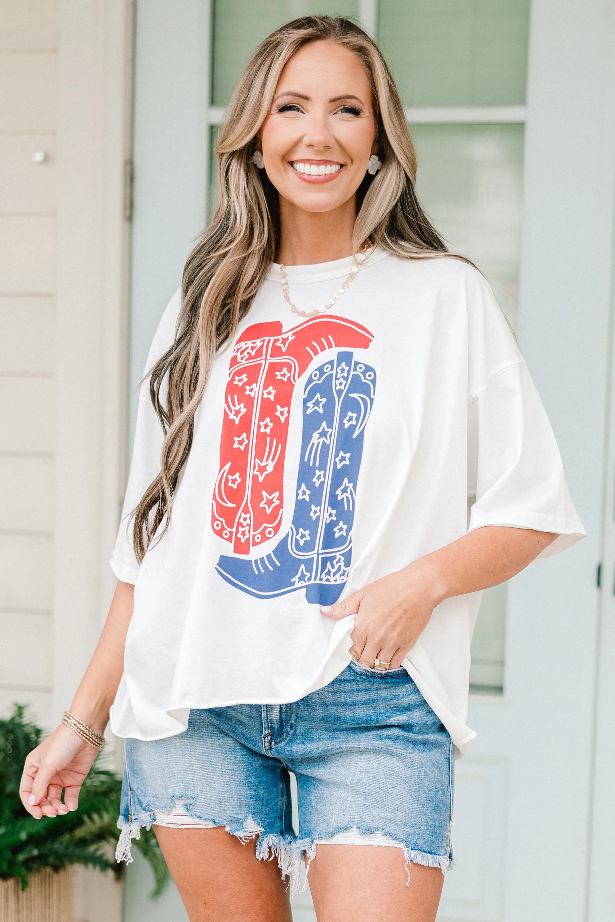 Boot Scootin Cowgirl Vintage Wash Tee, White