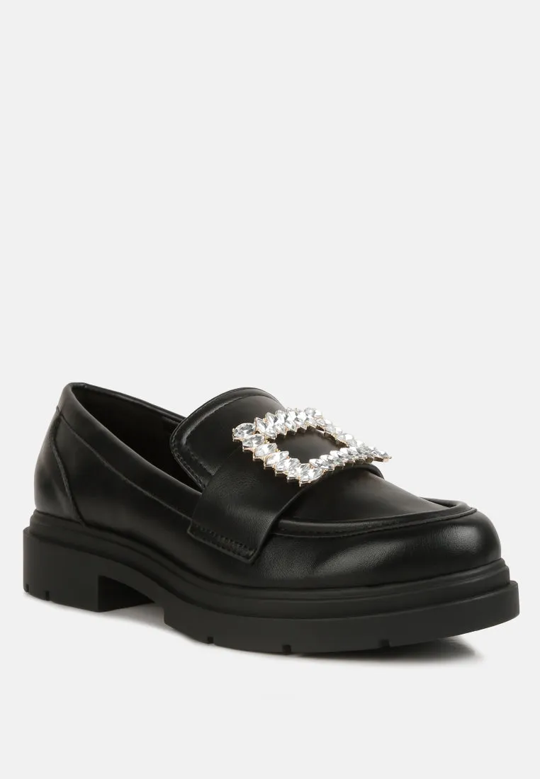 Bossi Faux Leather Loafers With Buckle Embellishment By Ruw