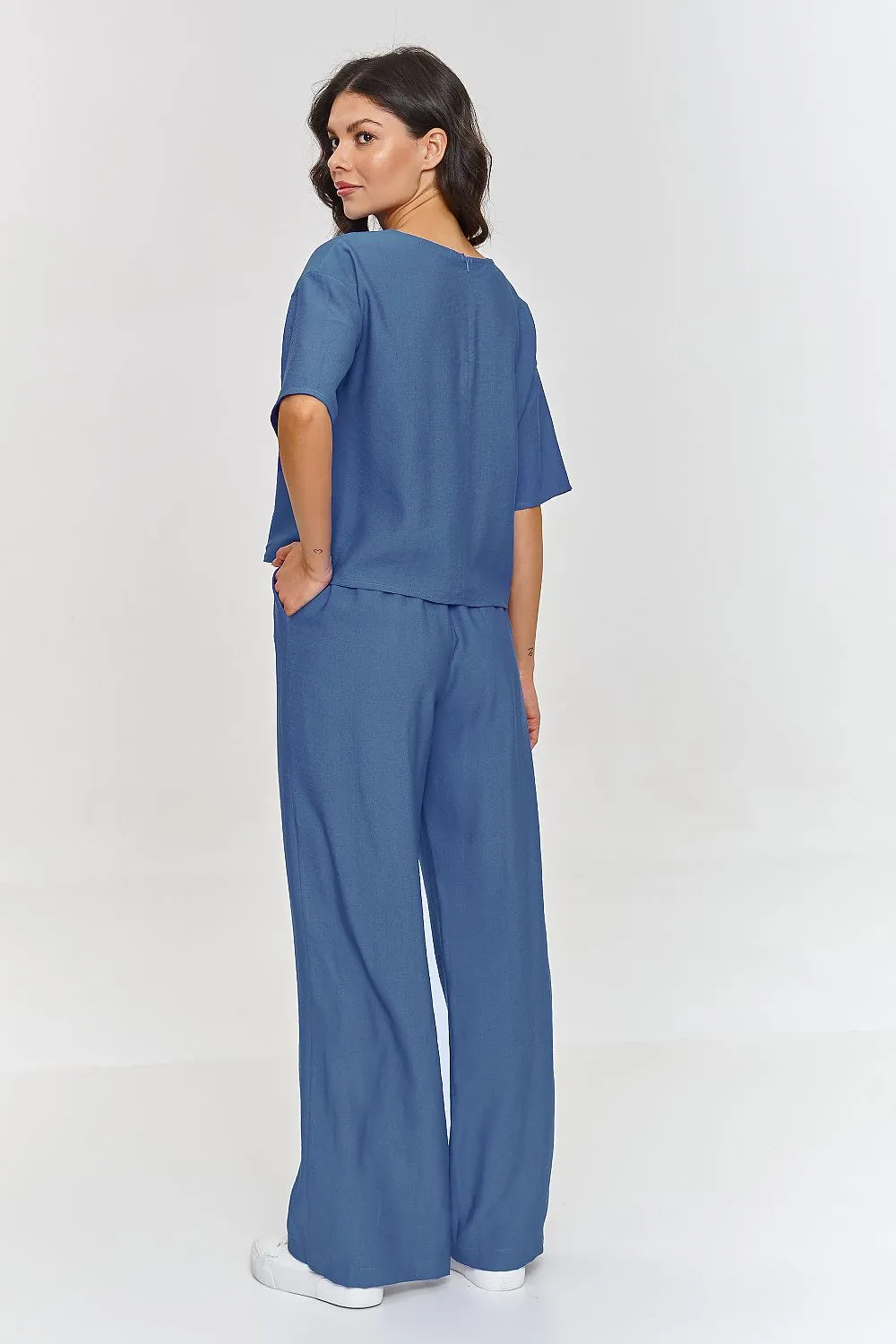 Boxy Blouse & Wide-Leg Trousers Set